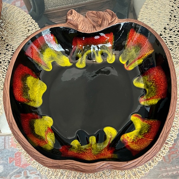 Gorgeous Vintage MCM Apple Design California Pottery Sequoia Ware Salad Set-7 - Picture 2 of 8